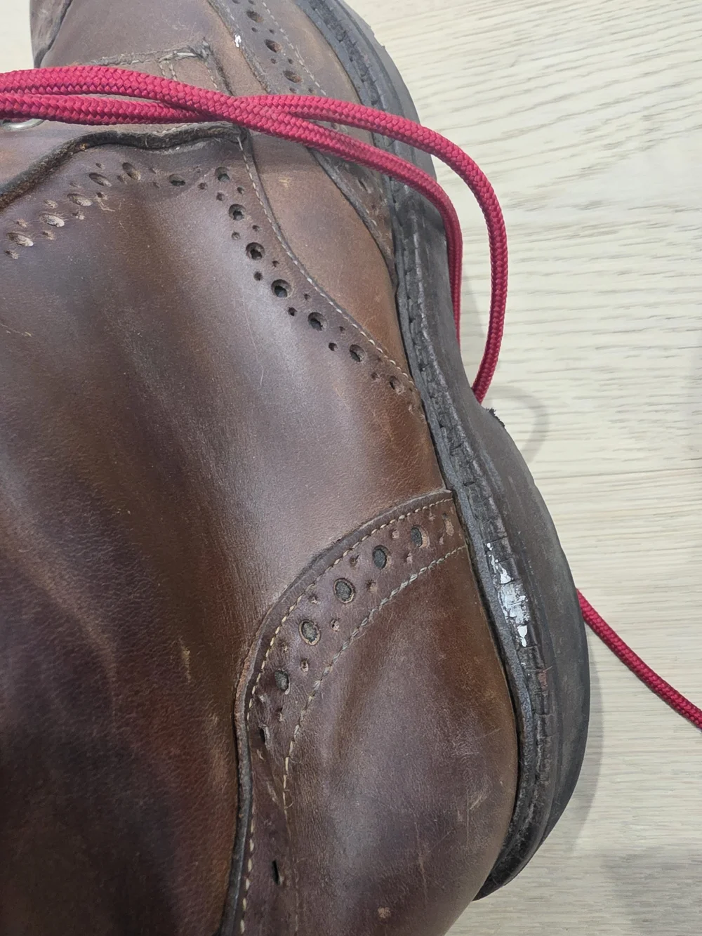 Allen Edmonds Brown Leather Wingtip Combat Boots Vibram Sole Men's 10.5 D